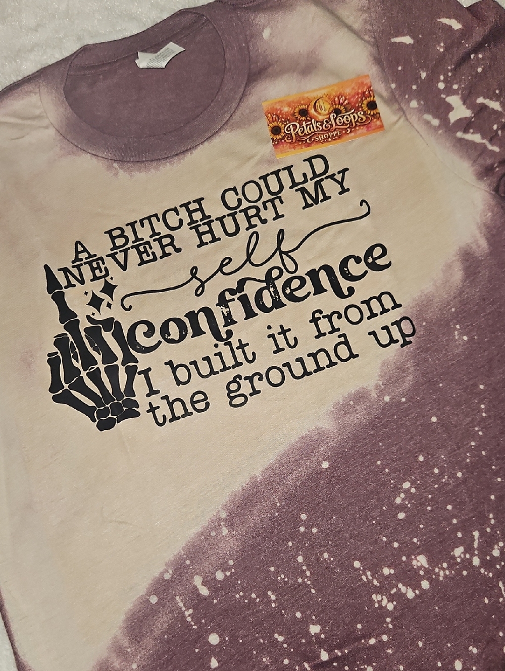 Gildan Bleached Purple and Cream Short Sleeve Tee with Black Script Graphic